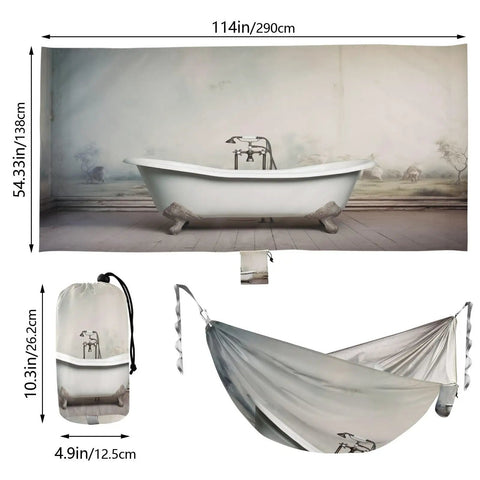 Vintage Bathtub Camping Hammock, Ultra Lightweight And Portable, Heavy Duty 330 Lb Capacity With Soft 210T Parachute Nylon