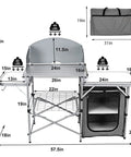 Folding Grill Table With 26 Inch Tabletop And Detachable Windscreen For Camping Kitchen Station, includes carry bag