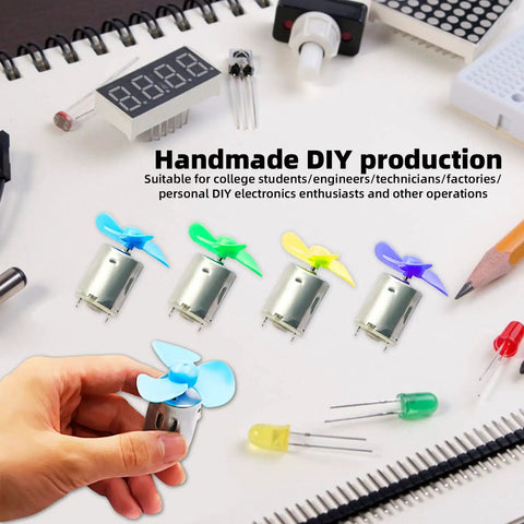 8 Pack DC Motors 3V To 12V 280 Micro Round Shaft Electric Motors with colorful propellers for DIY projects and hobbies