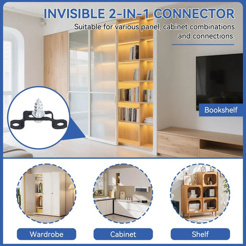 60 Pack Slick Furniture Connectors And Concealed Slide Buckles For Cabinet Hardware Dead Simple Hidden Assembly Clips for bookshelf.