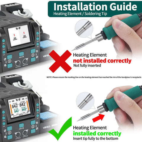 2 In 1 Digital Soldering Iron Kit With Precision Soldering Station Dual C210 And C245 Tips installation guide displayed