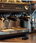 Image of a black Dope Steam Wand Guard For Espresso Machines, Heat Insulation Pad, Burn Prevention Rubber Sleeve on a countertop.