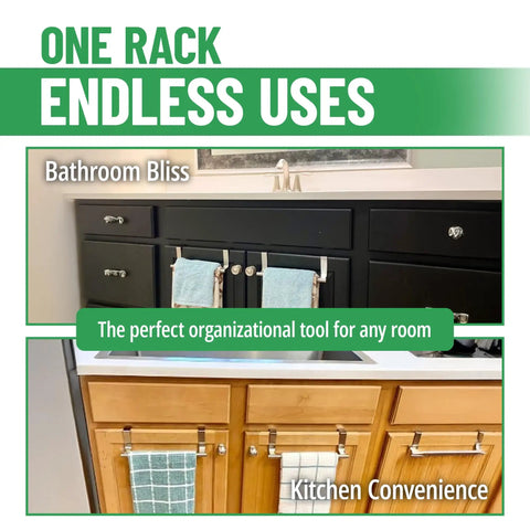 Over Cabinet Door Towel Rack Set 2 Pack Stainless Steel Hand And Dish Towel Holders for kitchen and bathroom doors