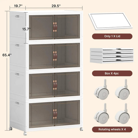 No Hassle Mega Extra Large Four Tier Stackable Storage Bins With Smooth Roll Away Wheels And Locking Door Panels For Heavy Duty Clothes Bedding Seasonal Gear Organization Setup