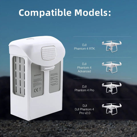 High Capacity 5870mAh Intelligent Flight Battery for DJI Phantom 4 Pro Advanced and RTK with compatible models shown