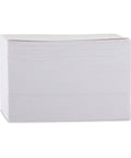 Top Shelf White Index Cards For Studying Ruled One Side Heavy Duty Notetaking Must Haves Smooth Cut Edges Perfect For Study Grinds And Quick Lists 3 By 5 Inches Bulk Pack stacked cards in bulk pack view.