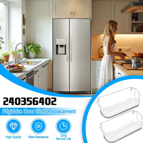 2 Pack Beefed Up Refrigerator Door Bin Replacement For Side By Side Models With Top Shelves Only 15.38x5x6.65 Dimensions