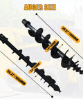 Heavy-Duty Auger Attachment For Mini Skid Steer Loader With 5.9 Inch And 7.87 Inch Drill Bits showing sizes