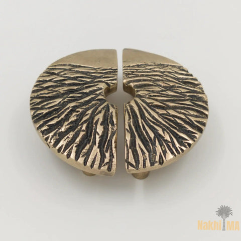 Solid Brass Circle Cabinet Pulls With Textured Dune Design And Dope Antique Gold Finish, Hand Cast Hardware For Furniture, 10 Inch Wide By 20 Inch High, Pair.