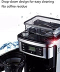 Slick Stainless Steel Filter Coffee Machine With 0.6 L Carafe And Heavy Duty Heating Core For Bold Flavor Extraction. Drop-down design for easy cleaning.