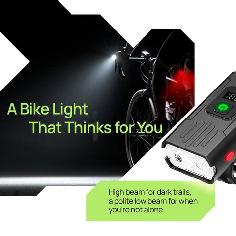 Front And Back Bike Light Kit R15 USB C Rechargeable Auto Brake Sensing 500 Lumen Waterproof Headlight And Tail Light in action
