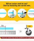 Measurement guide for Premium Stem Casters Set Of 4 With Locking Brake Three Eighth 16 Thread, showing stem size.