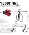 25ft Brake Line Kit With One Quarter Inch And Three Sixteenths Inch Lines Flare Tool Set showing tool sizes and car in background