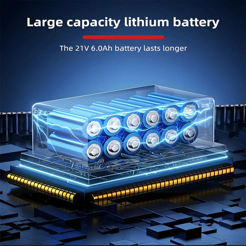 Large capacity lithium battery for Pro-Grade Cordless Hydraulic Punch Kit with 6000mAh battery, powerful and reliable performance.