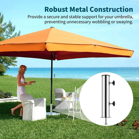 Outdoor Garden And Backyard Umbrella Mount Kit With Universal Tube Bracket And Stainless Steel Parasol Base Holder, Durable Umbrella Stand Tube Set Built To Last For All Weather And Rust Resistance