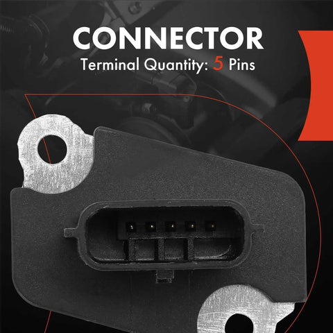 Close-up of 5-pin connector on Mass Air Flow Sensor 5 Pins For Nissan Juke 2011 2017 And Infiniti M56 Q70 Q70L 2011 2018 Drop In Replacement AFH70M 86 Compatible For OE Grade Throttle Response And Smooth Idle.