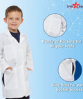 Child in Kids Doctor Lab Coat Costume For Unisex Dress Up Play With Realistic Three Quarter Length Coat Long Sleeves Front Pockets