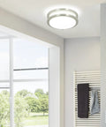 Super Bright Thirty Watt Dimmable Led Flush Mount Ceiling Light With Remote Round Fourteen Inch Fixture in a modern room