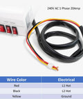 Kickin Heat Heavy Duty 24 Inch 240V Heated Air Curtain control panel with wiring for electrical connections and operation buttons.