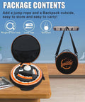 Weighted Infinity Hula Hoop for Weight Loss pack with jump rope and backpack on a wooden table
