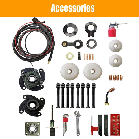 TECHTONGDA 2-in-1 portable line boring and welding machine accessory kit with cables, flanges, bushings, washers, and bolts