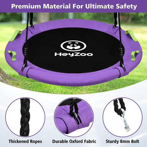 Purple Tree Swing Saucer For Kids 40 Inch Heavy Duty With Adjustable Straps 900 Lbs Capacity Built Tough For Backyard Fun