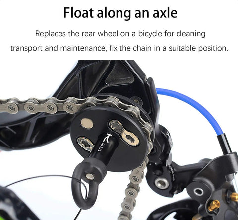 5 In 1 Dummy Hub Bicycle Tool Kit: Chain Keeper, positioned on a bicycle frame for maintenance demonstration.