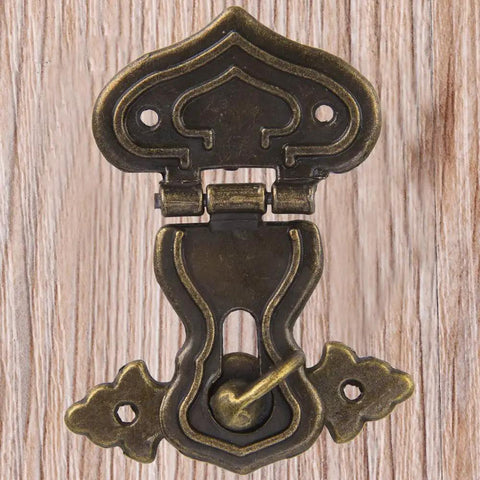 Chic Vintage Bronze Hasp Latch Clamp For Antique Wood Boxes, Retro Zinc Alloy Toggle Catch with intricate design.