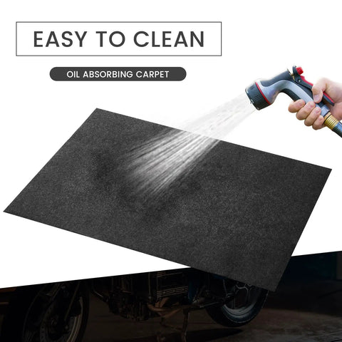 Garage Floor Mat For Oil Spills 29 By 36 Inches Reusable And Washable Oil Absorbent Pad With Waterproof Backing black being washed