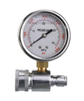 Pressure Washer Gauge Kit With 3/8 Inch Quick Connect, Inline 6000 PSI Gauge, easy-read display, universal fit for cleaning tasks.