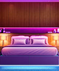 Bedroom with Two Rolls 130 Ft LED Strip Lights for Bedroom Color Changing Lights with Music Sync App Control and Remote under bed and shelf