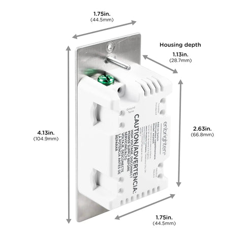 Back view of Dope Add On Switch QuickFit And SimpleWire For In Wall Rocker Paddle Controls Z Wave And ZigBee Model 46199 dimensions
