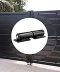 Tough As Nails 7 Inch Weld On Barrel Gate Hinges 4 Pack Rock Solid 900 Lbs Load Rating For Backyard Swing Doors Trailer Ramps And Driveway Gates Matte Black Steel displayed on a gate.