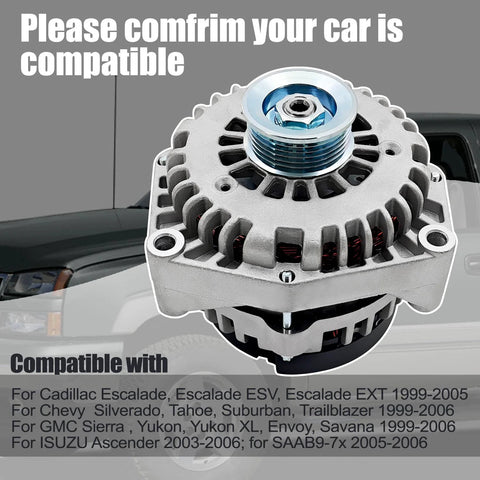 High Output 220 Amp 48237 Alternator Replacement For Cadillac Escalade ESV EXT Chevy Silverado