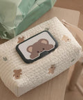 Compact Wet Wipe Organizer For Diapers And On The Go Essentials Lightweight Reusable Travel Case on table, bear design