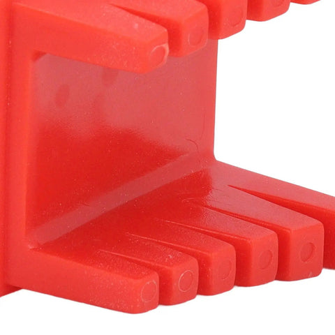 Ultimate Soldering Station Clamp With Magnetic Base Holds Cables Securely For Precise Electronics Repair And Crafting Projects Using Durable Fire Retardant Material In 5 Sizes close-up of red magnetic clamp with multiple wire slots.