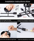 Two Pack Flush Mount Ceiling Lights With Six Light Black Modern Sputnik Chandelier Industrial Farmhouse Ceiling Lighting For Kitchen Hallway Living Room Dining Room assembly instructions shown in detailed steps.