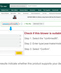 Amazon interface showing compatibility check for AC Blower Motor Replacement For Ford F-Series And Lincoln SUVs Front Brushless