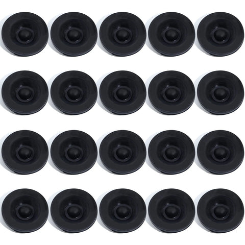 20-pack black rubber trailer hub dust cap plugs for 2000–3500 lb axles.