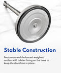 Close-up of stanchion base showing the weighted anchor with rubber lining, part of Stanchions Set Of 2, 36-Inch High, 6.5-Foot Retractable Belt