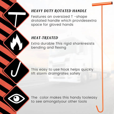 4 Pack 31 Inch Orange Fifth Wheel Puller Set with T-shaped handle and heat-treated design for heavy-duty use next to a semi-truck.