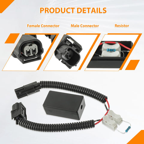 VCM Muzzler Harness Disable Kit With 68 82 100 120 Ohm Resistors Two Of Each For Honda VCM Systems showing connectors and resistor