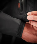 Men's Waterproof Shell Jacket With Detachable Hood And High Collar, Breathable Fully Taped Seams, No Shoulder Seams, Front Storm Flap, Three Zippered Pockets, Black Large All Weather Ready, adjustable cuff detail