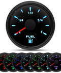 Auto And Marine Gas Gauge 240-33 Ohm 52mm Tank Meter With Seven Color Backlight for cars, boats, and marine, full view