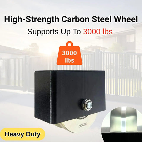 Beefy Heavy Duty 4 Inch V Groove Wheel Set For Sliding Gates, 2.12 Inch Wide Steel Gate Rollers, Heavy Duty Support 3000 lbs