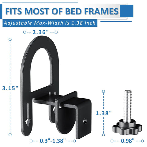 Heavy Duty Non Slip Mattress Grippers For Metal Bed Frame, Adjustable Anti Slide Brackets dimensions showing 3.15 inches height.