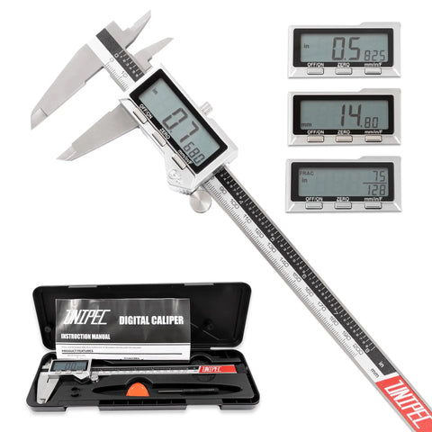 8 Inch Digital Caliper In Stainless Steel IP54 With Inch Millimeter Fraction Conversion And Large LCD Screen 0.001in Precision