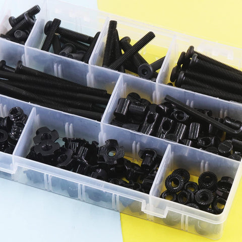 192 Piece M6 Hardware Kit For Cribs And Furniture Includes Heavy Duty Flat Head Hex Bolts Barrel Nuts Threaded Inserts Tee Nuts