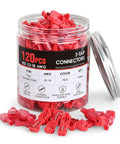 Rapid Quick Splice T Tap Connectors Kit for 22-16 AWG Wire, 120 red pieces in a jar, for auto, marine, home projects.