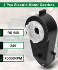 Close-up of 24V Kids Ride On Car Motor Gearbox Upgrade Kit with 40000RPM High Speed Drive, 12mm Shaft, 35mm Motor Diameter